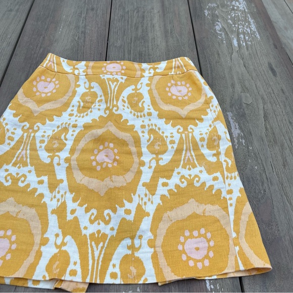 J.Crew linen skirt size 6 ikat yellow. - Picture 3 of 13